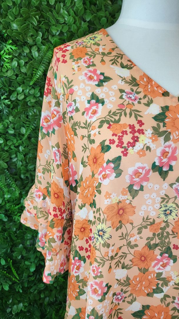 Shine On Label Orange Floral Tops (14)