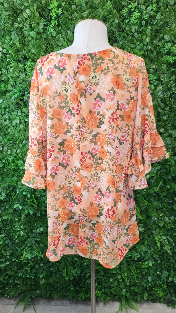 Shine On Label Orange Floral Tops (14)