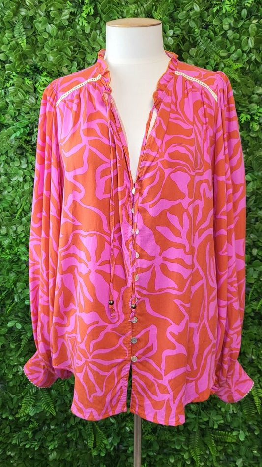 Iris Maxi Pink/Orange Patterned Top (14)