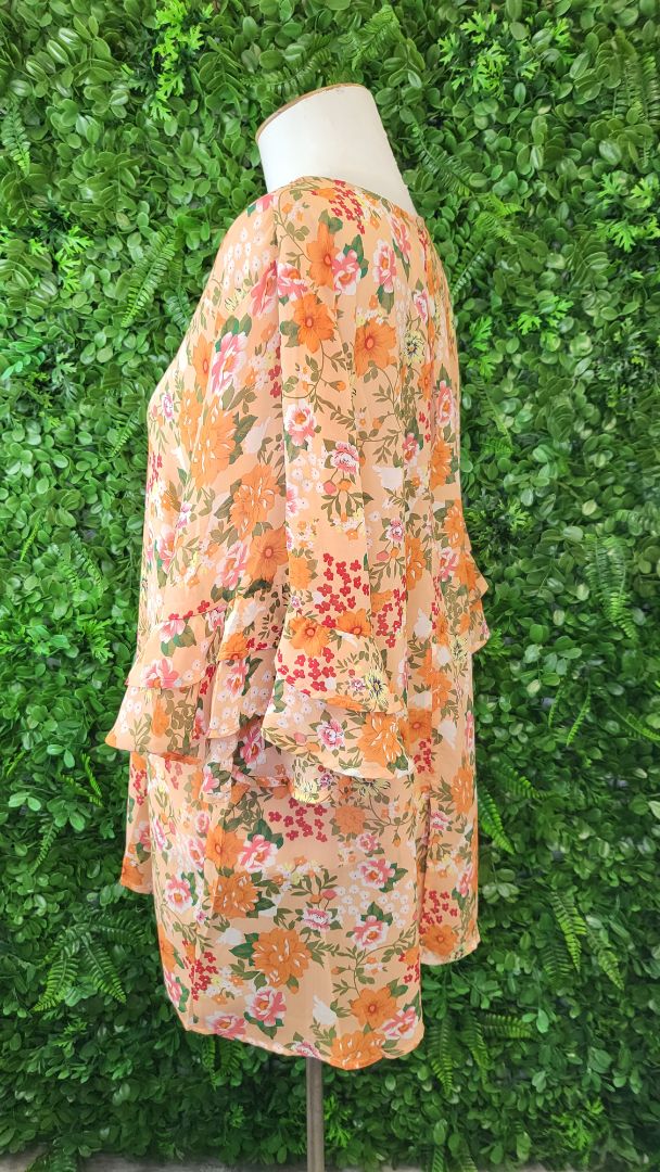 Shine On Label Orange Floral Tops (14)