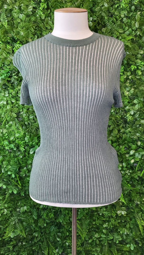 Zara Green Ribbed Top (12)