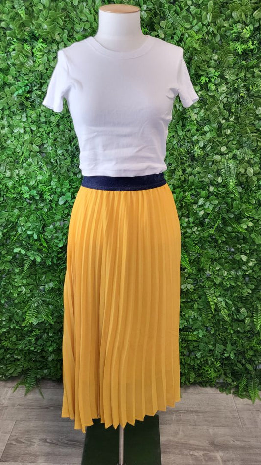 Memo Mustard Pleated Skirt (16)