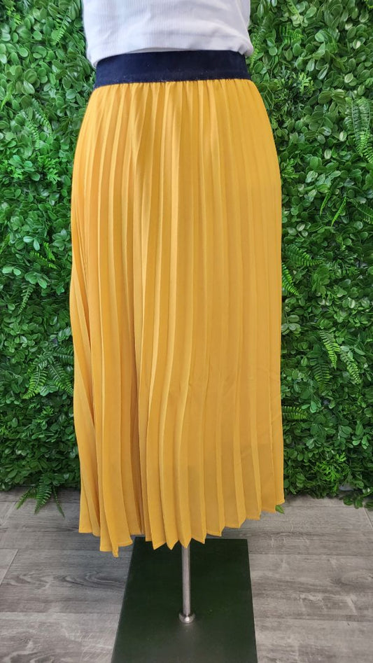 Memo Mustard Pleated Skirt (16)