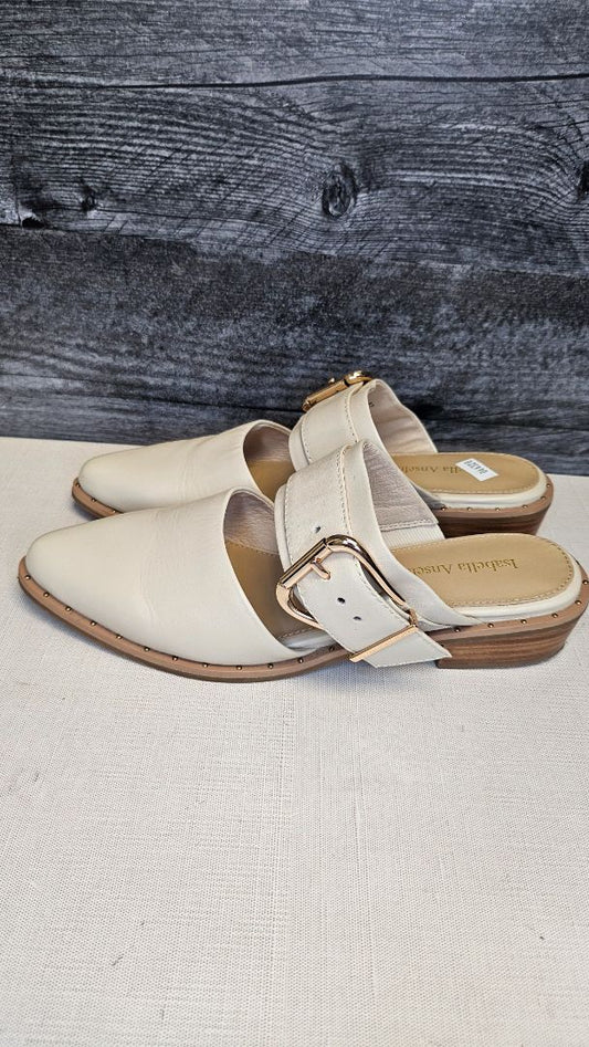 Isabella Anselmi Nude Leather Buckle Mule (37)