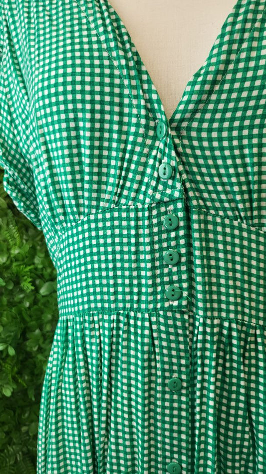 Boho Green Gingham Dress (16)