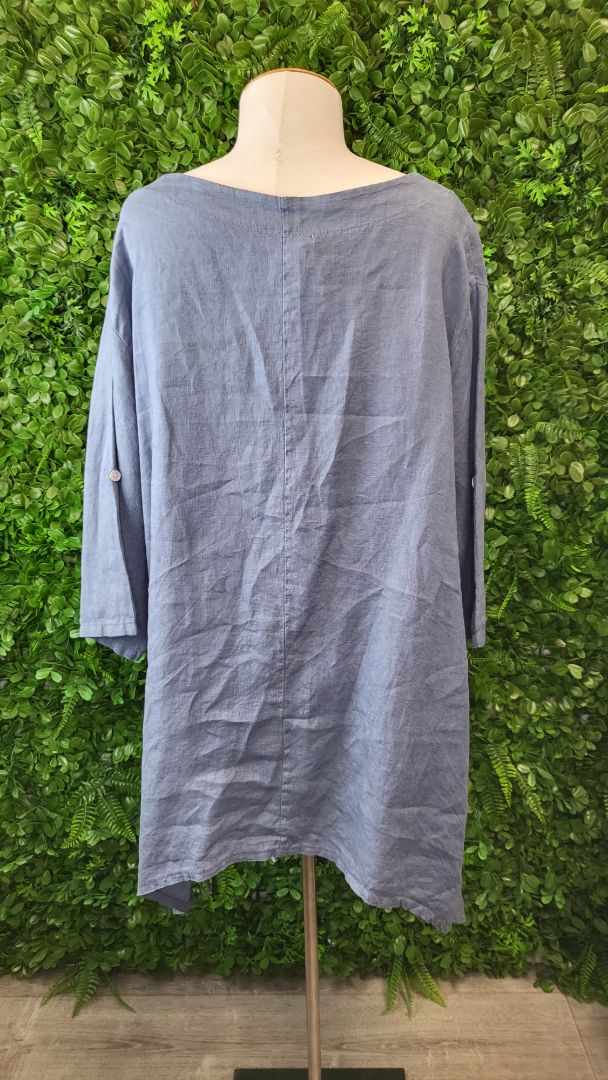 Made In Italy Light Blue Linen Top (18-20)