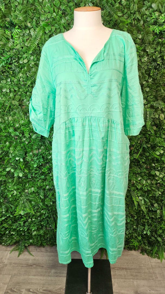 Blue Illusion Green Embroidered Dress (16)