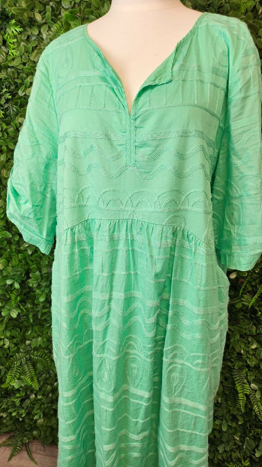 Blue Illusion Green Embroidered Dress (16)