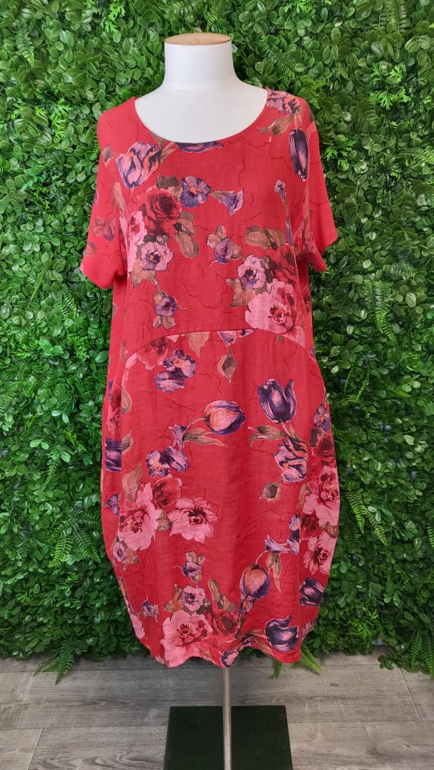 Helga May Red Linen Shift Dress (14-16)