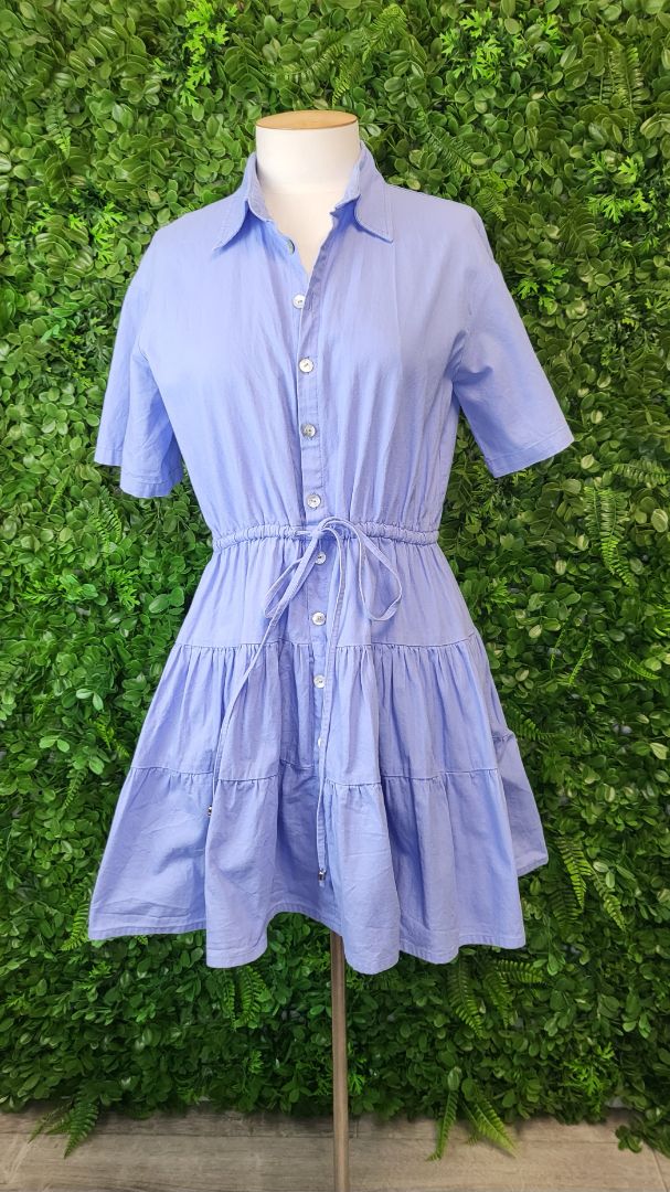 Chrissy Mac Periwinkle Blue Tiered Mini Dress (10-12)