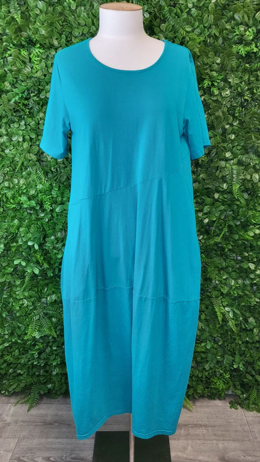 Tirelli Teal Diagonal Seam Dress (12)