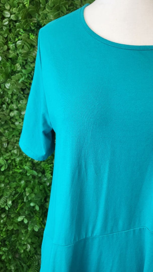 Tirelli Teal Diagonal Seam Dress (12)