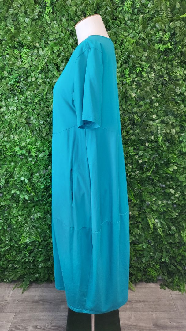 Tirelli Teal Diagonal Seam Dress (12)