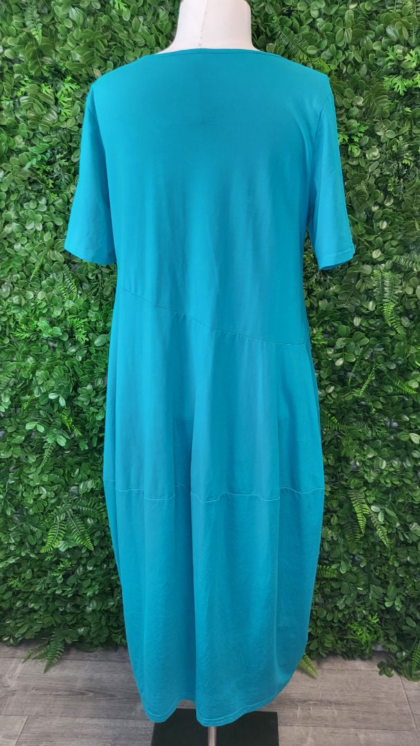 Tirelli Teal Diagonal Seam Dress (12)