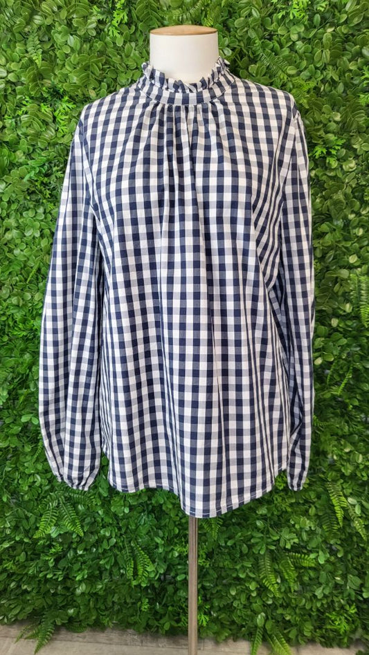 Wisteria Lane Gingham Ruffle Neck Top (16)