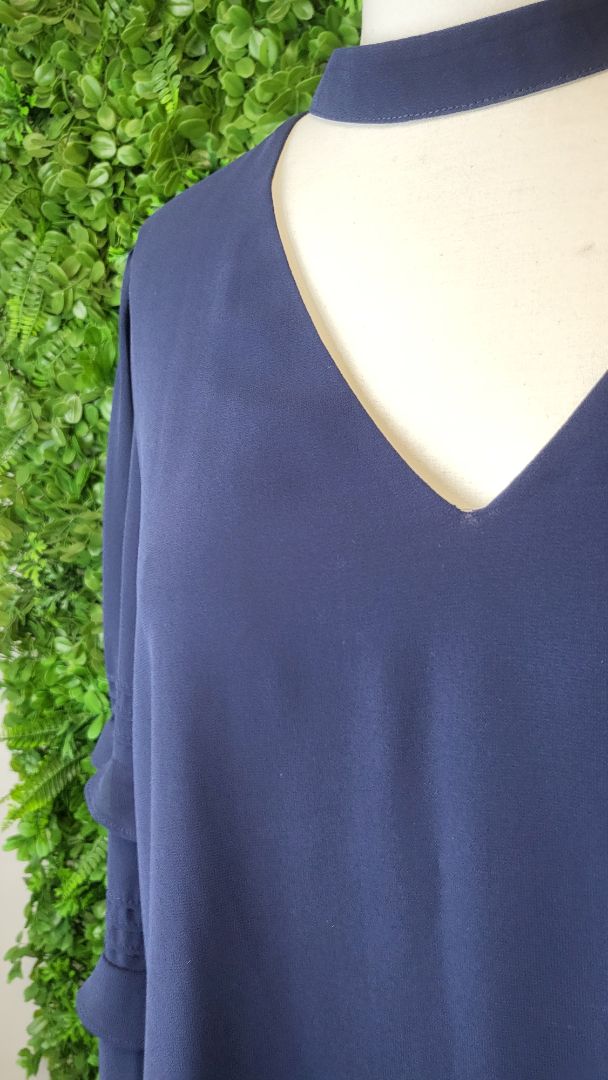 Fate+Becker Navy Pleat Sleeve Top (14)