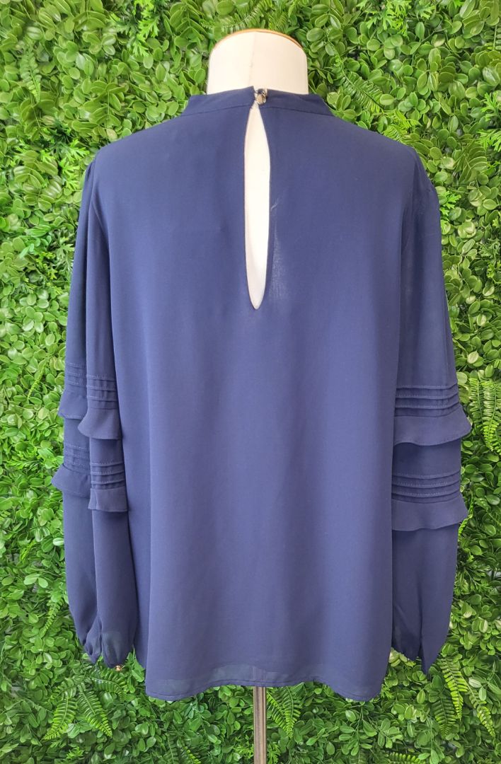 Fate+Becker Navy Pleat Sleeve Top (14)