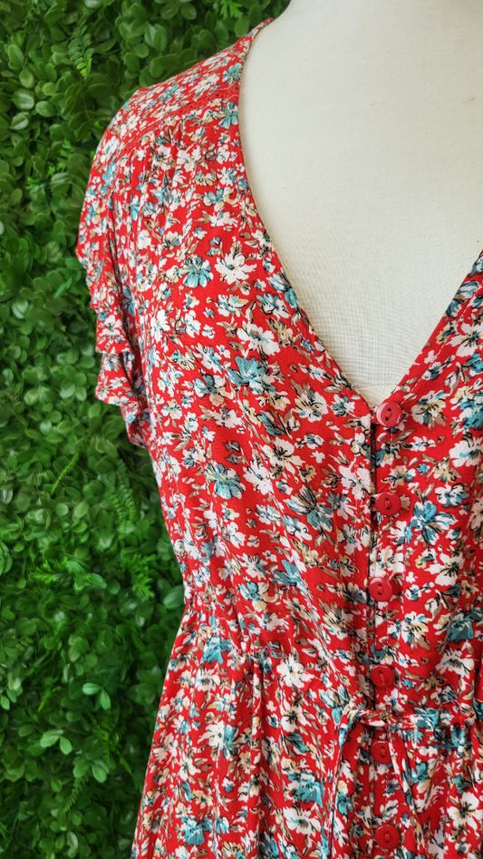 Boho Red Floral Dress (14)