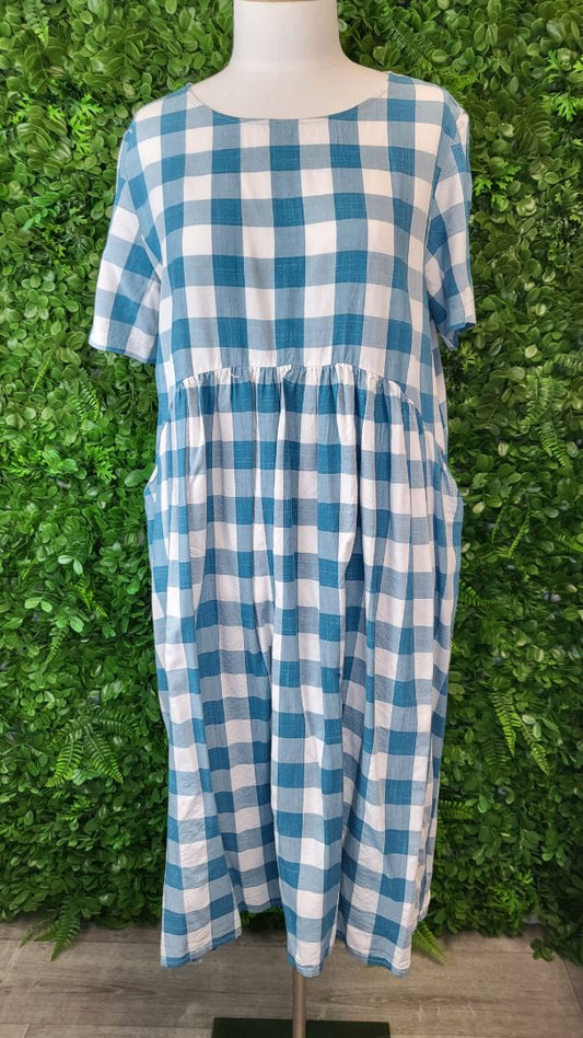 David Pond Teal/White Check Dress (14)