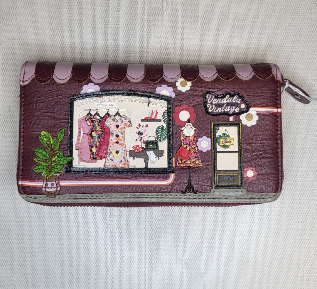 Vendula London Burgundy Vintage Shop Wallet (10cm (H) x 16cm (W) x 3.5cm (D))