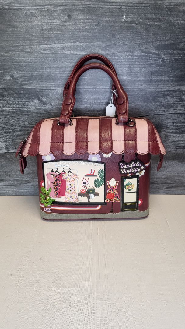 Vendula London Burgundy Vintage Shop Tote (19cm x 20cm x 9cm)