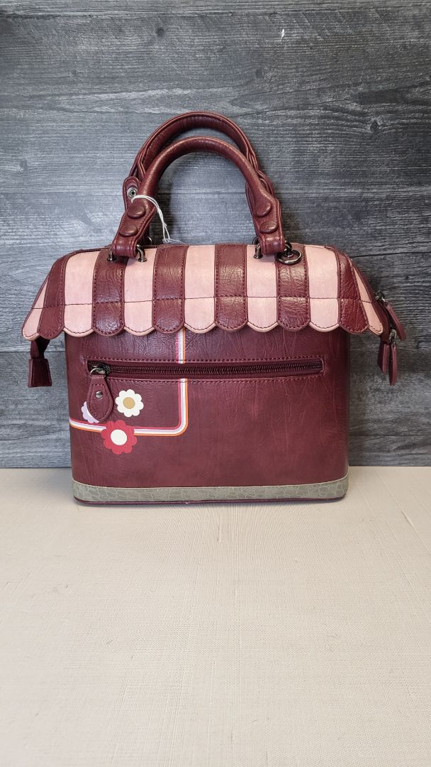 Vendula London Burgundy Vintage Shop Tote (19cm x 20cm x 9cm)