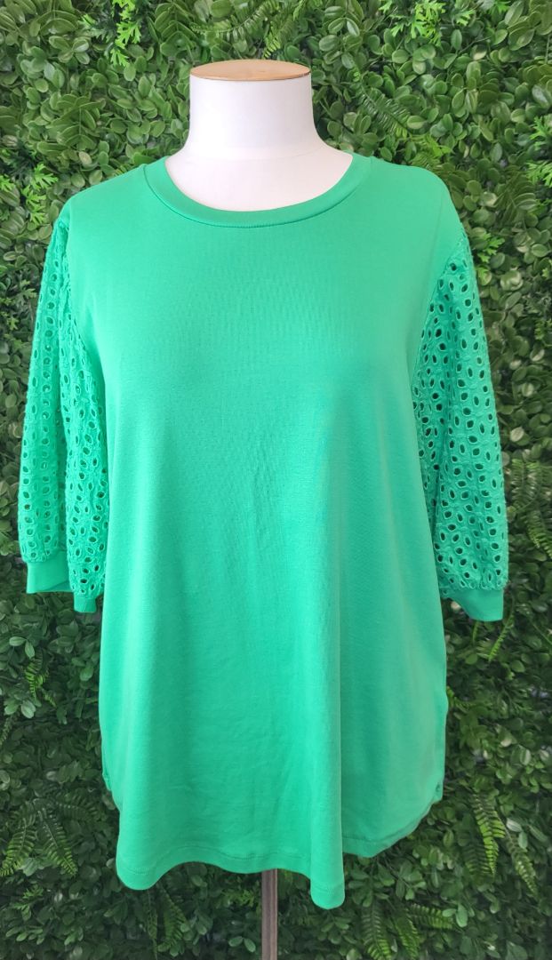 Threadz Green Contrast Sleeve Top (16)