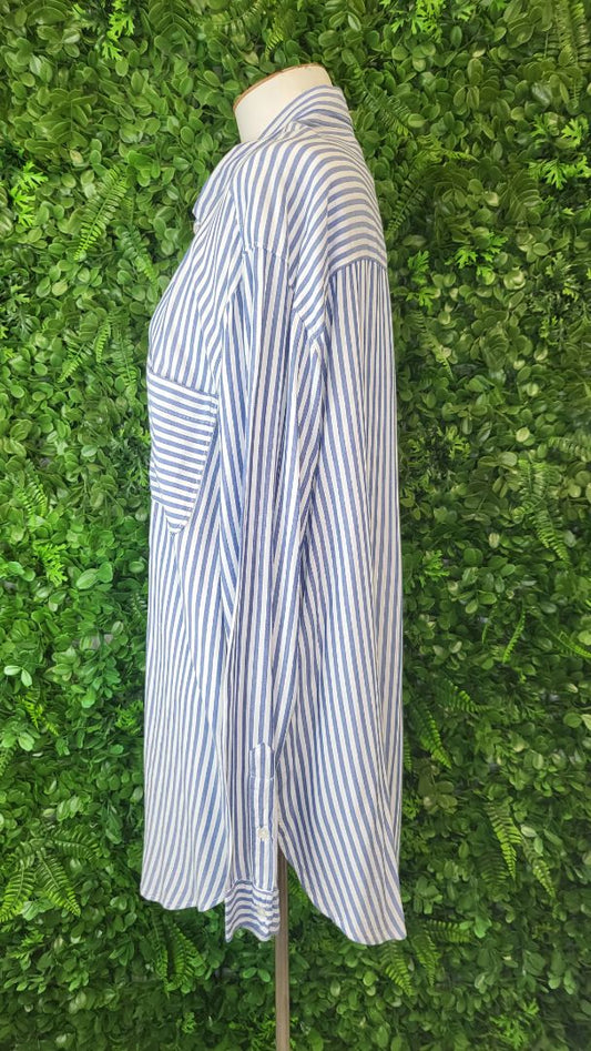 Abercrombie & Fitch Blue/White Stripe  Shirt (18)