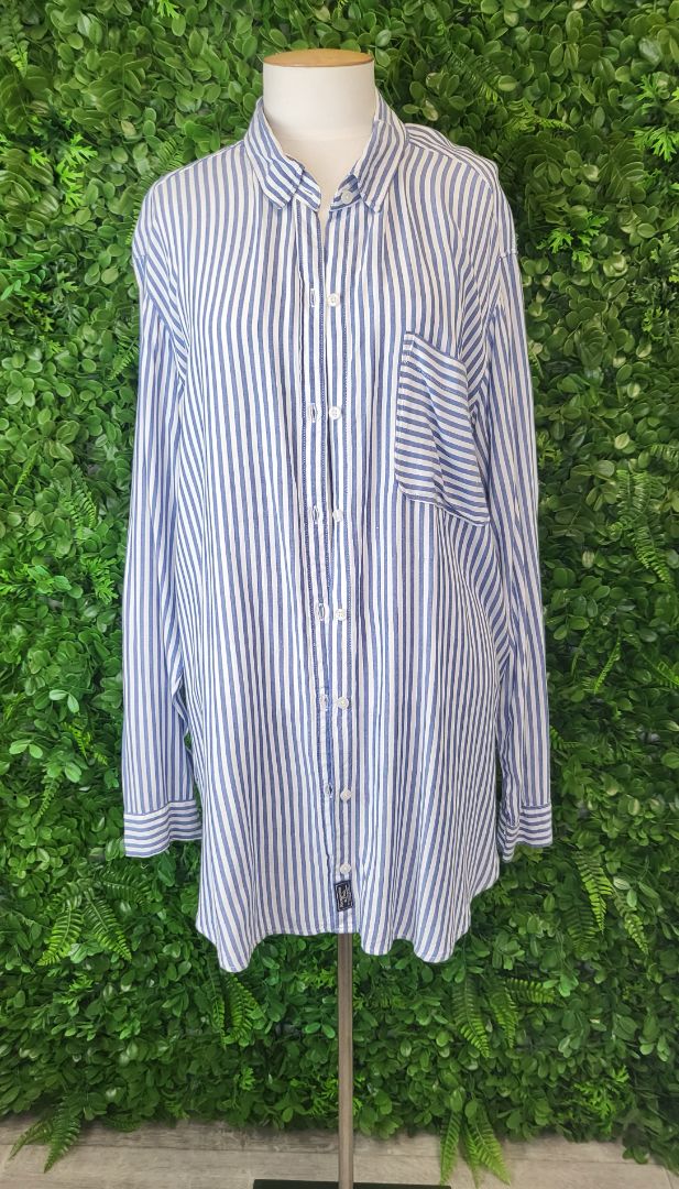 Abercrombie & Fitch Blue/White Stripe  Shirt (18)