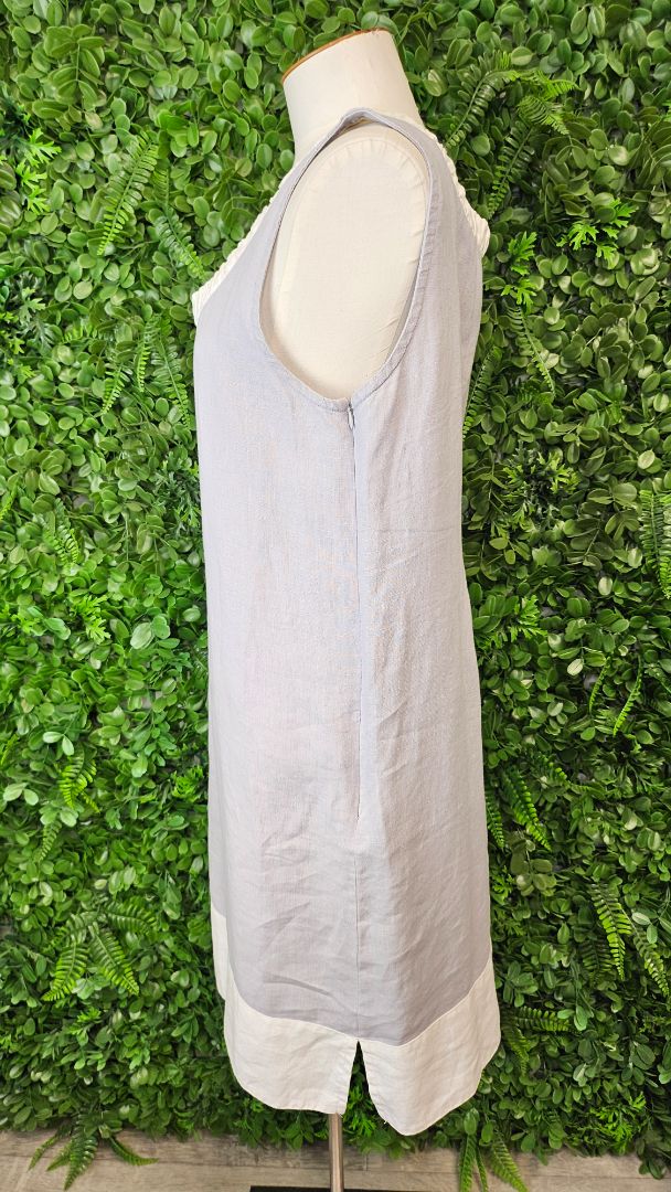 La Naturelle Grey/White Linen Shift Dress (12-14)