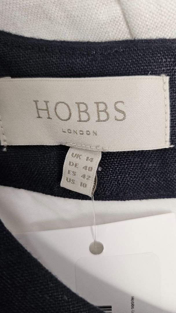 Hobbs London White/Navy Linen Tie Dress (12)