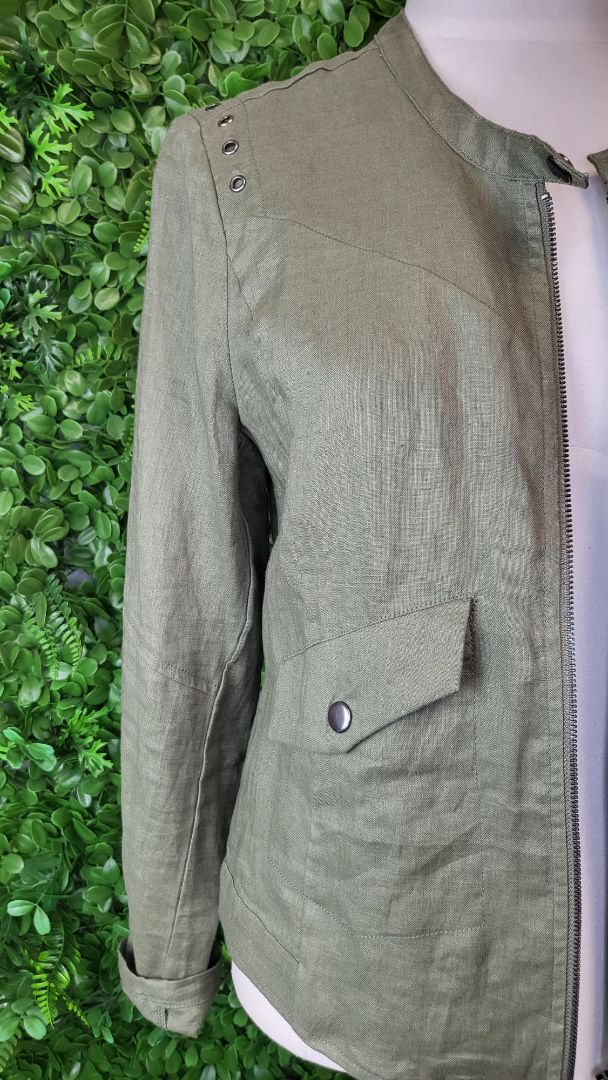 Vassalli Olive Eyelett Linen Jacket (8)