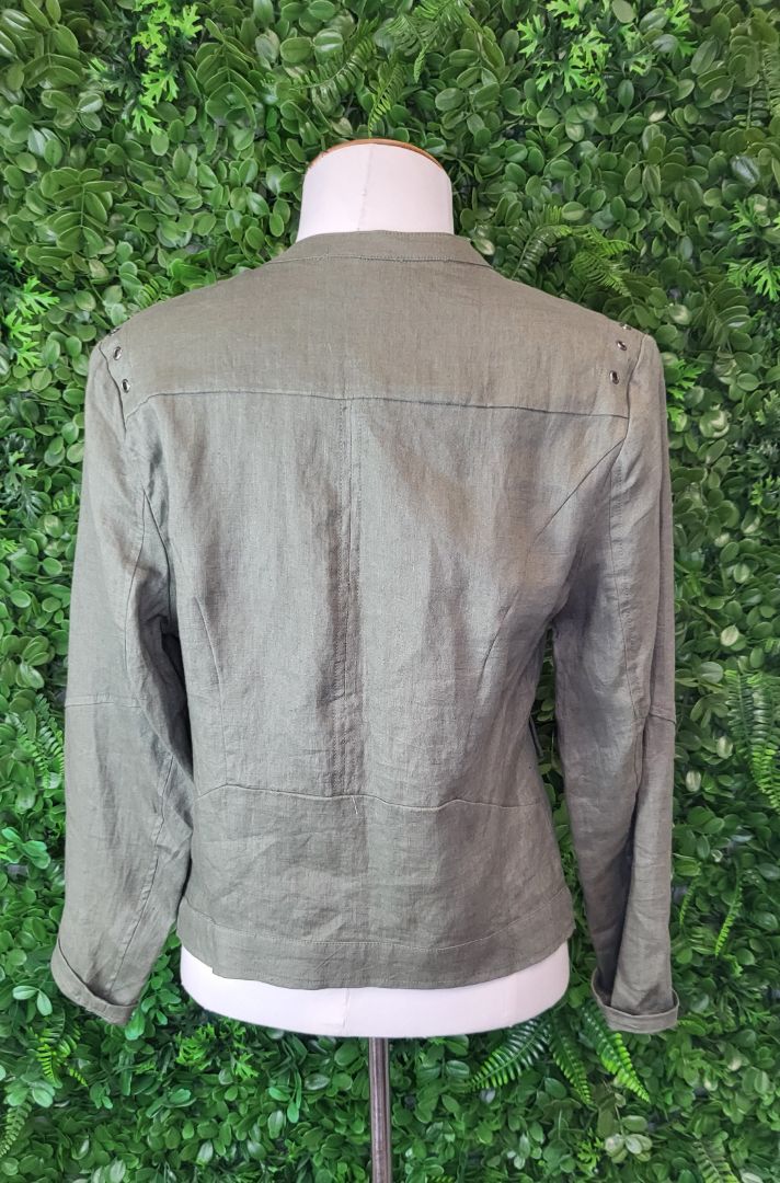 Vassalli Olive Eyelett Linen Jacket (8)