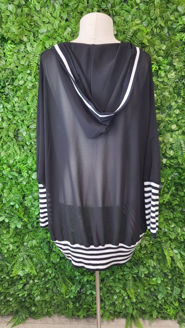 Classified Black/White Sheer Hooded Top (14)