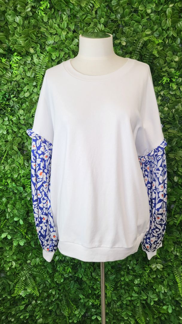 Charlo White Floral Sleeve Top (16)