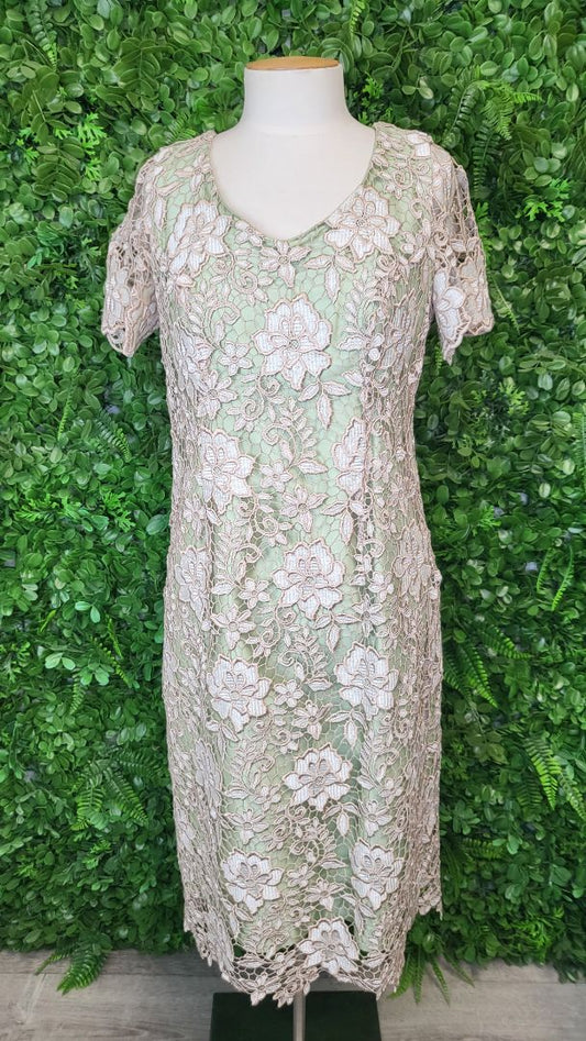 Smith & Boston Cream/Taupe Lace Dress (12)