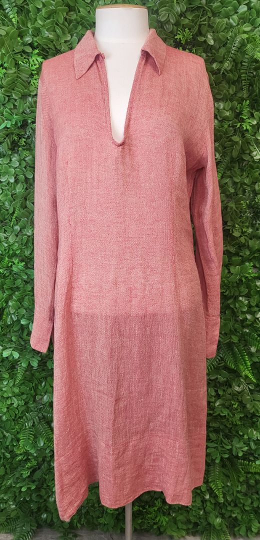 Sum Mum Red Linen Collared Dress (10)