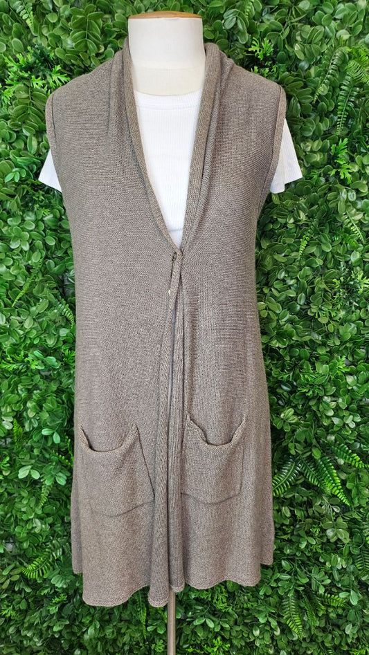 Foil Taupe Longline Vest (10)