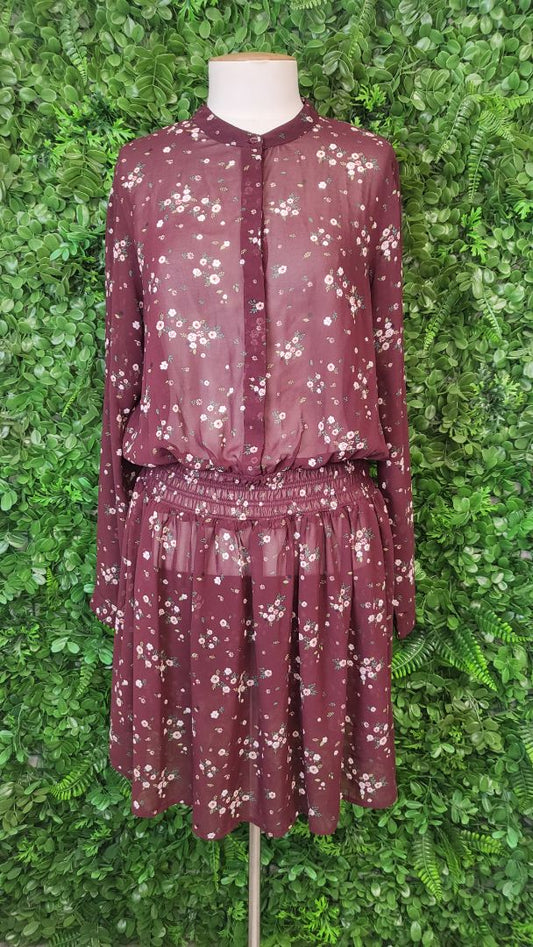 Decjuba  Burgundy Floral Dress (10)