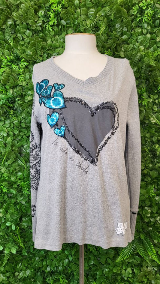 Desigual Grey Sequin Heart (10)