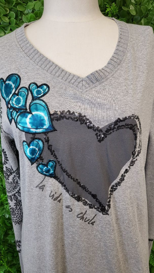 Desigual Grey Sequin Heart (10)