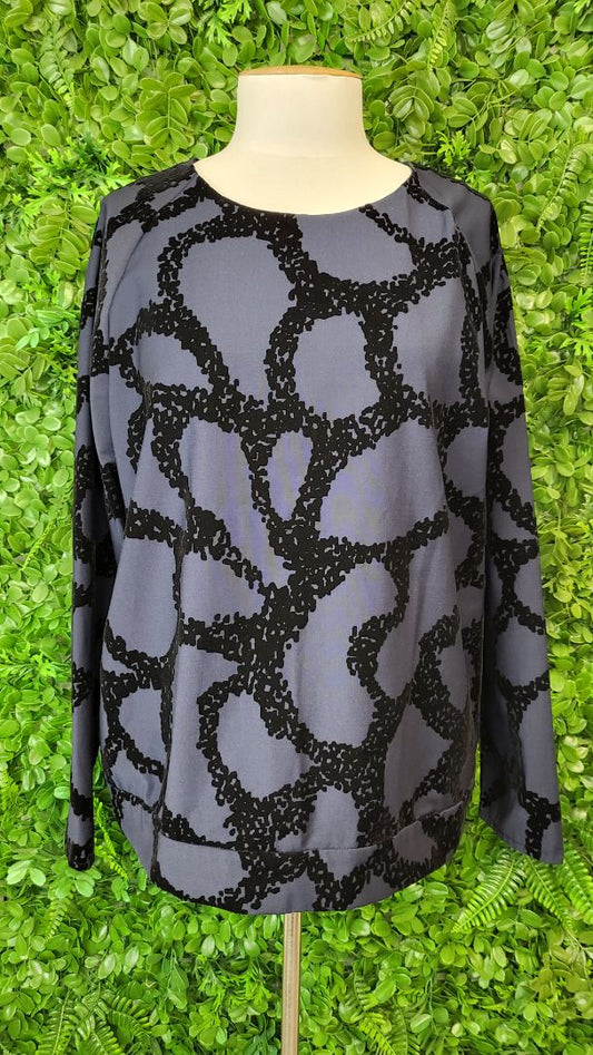Cos Navy Velvet Print Top (14)
