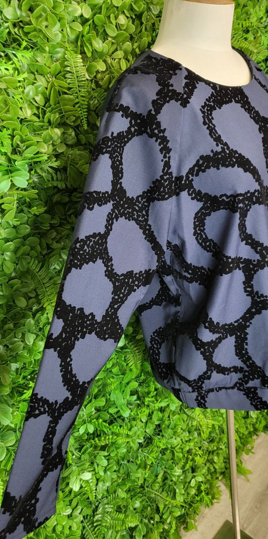 Cos Navy Velvet Print Top (14)