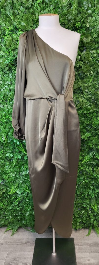 Shona Joy Pine One Shoulder Dress BNWT (12)