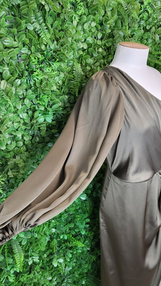 Shona Joy Pine One Shoulder Dress BNWT (12)