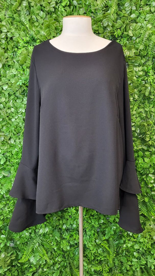Friday Flamingo Black Flare Sleeve Top (20)