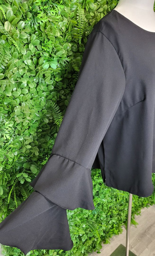 Friday Flamingo Black Flare Sleeve Top (20)