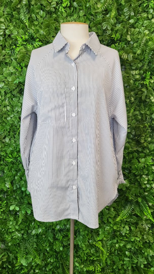 Halo & Hazard Stripe Shirred Cuff Shirt (12)