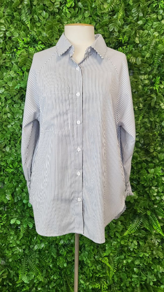 Halo & Hazard Stripe Shirred Cuff Shirt (12)