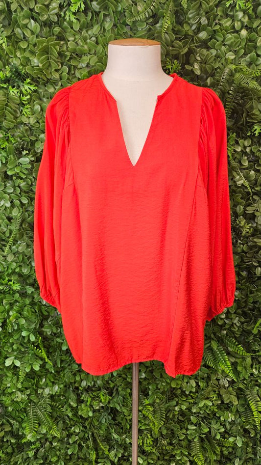 Betty Basics Orange Billow Sleeve Top (10-12)